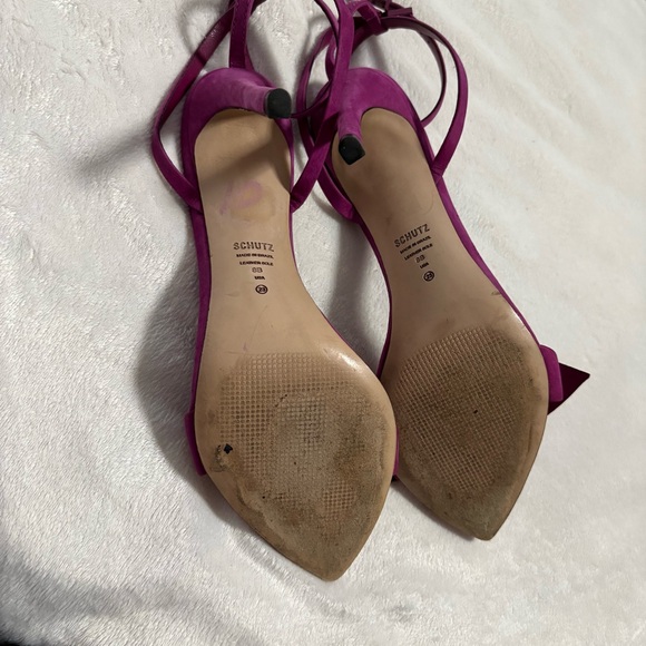 Schutz Elora  Purple Leather Knot Front Dressy Heels Shoes size 8 women - Picture 7 of 8